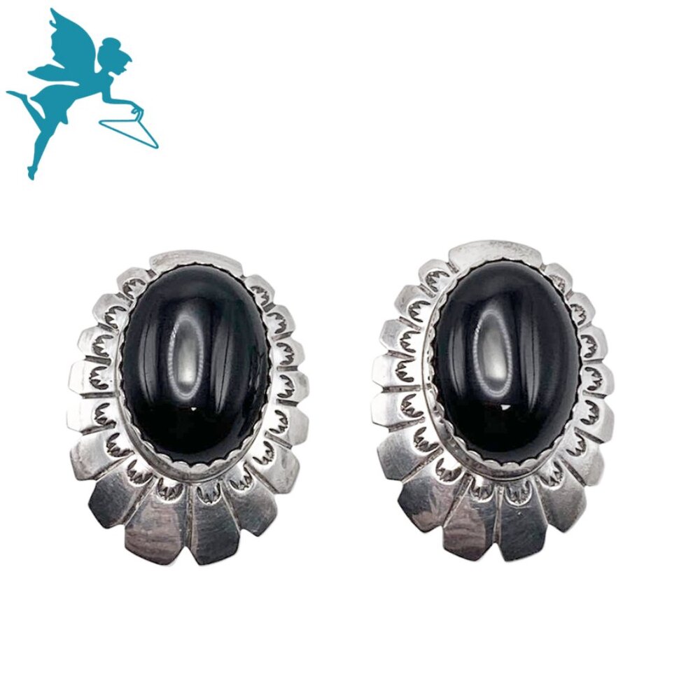 VINTAGE Navajo Signed Agnes Platero Sterling Earrings